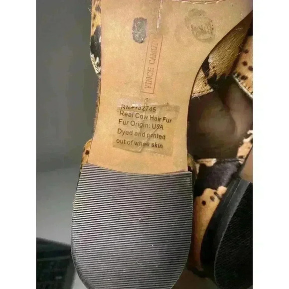 Vince Camuto Animal Print Real Cow Hair Kordie 3 Flats Size 7.5 Women's Unique - Picture 12 of 16